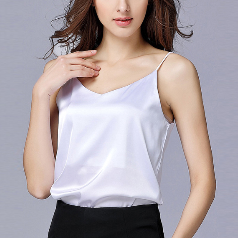 Womens Satin Silk Cami Tank Tops Loose Ladies Summer Holiday V Neck Blouse Vest Ebay 5195