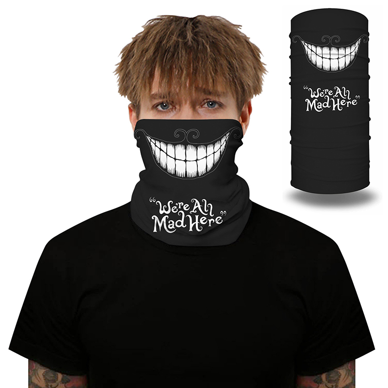 We Are All Mad Here Bandanas Balaclava Wicking breathable Smiling Neck Gaiter 