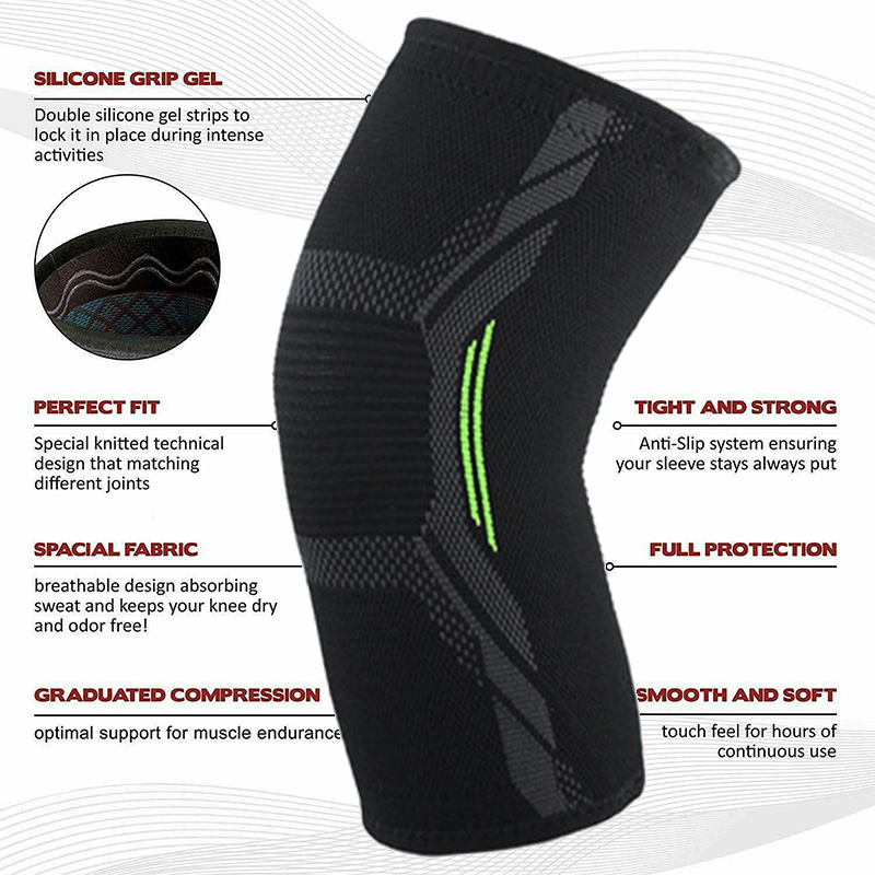 1 Pair Knitted Knee Brace Support Sleeve Workout Knee Pad
