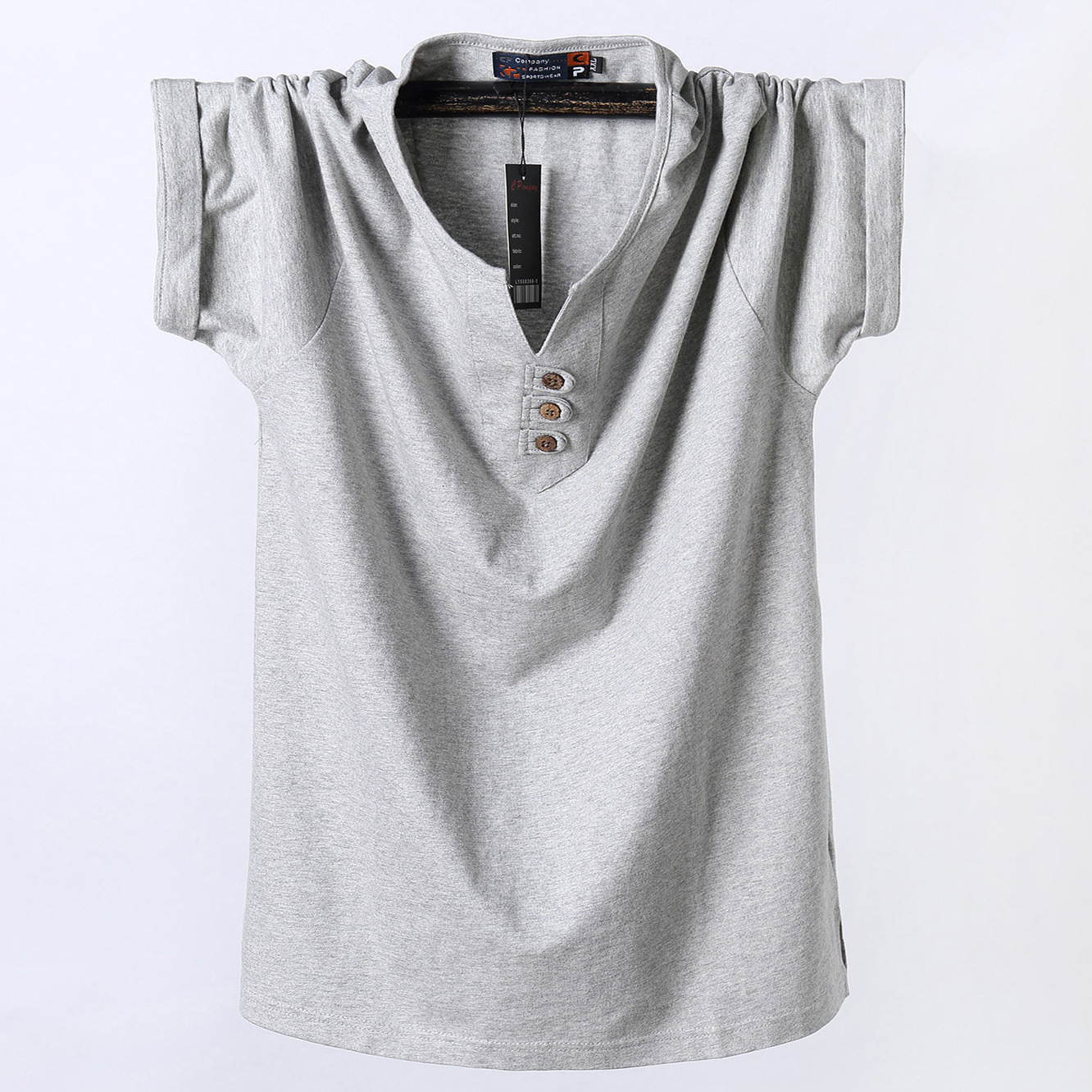 Download Men's V Neck T Shirt Tee Shirt Men Loose Casual Button Fit ...