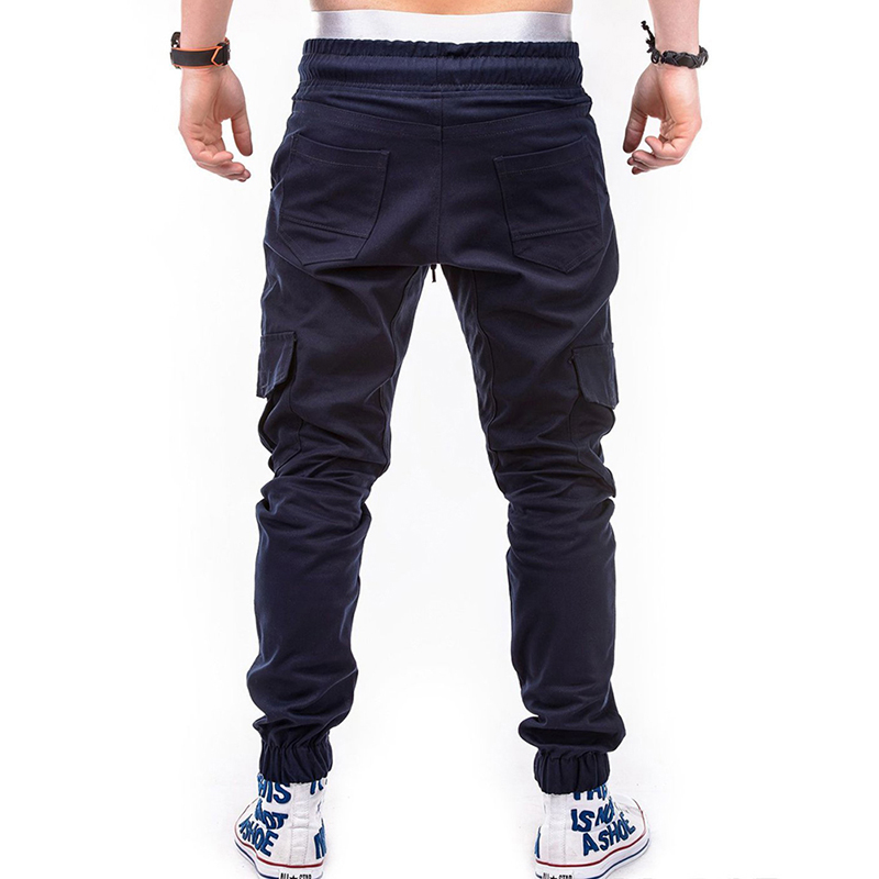 Solid Drawstring Cargo Jogger Pants