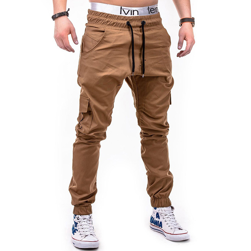 Mens Solid Jogger Drawstring Pants Sports Jogging Cargo Casual Trousers Bottoms 