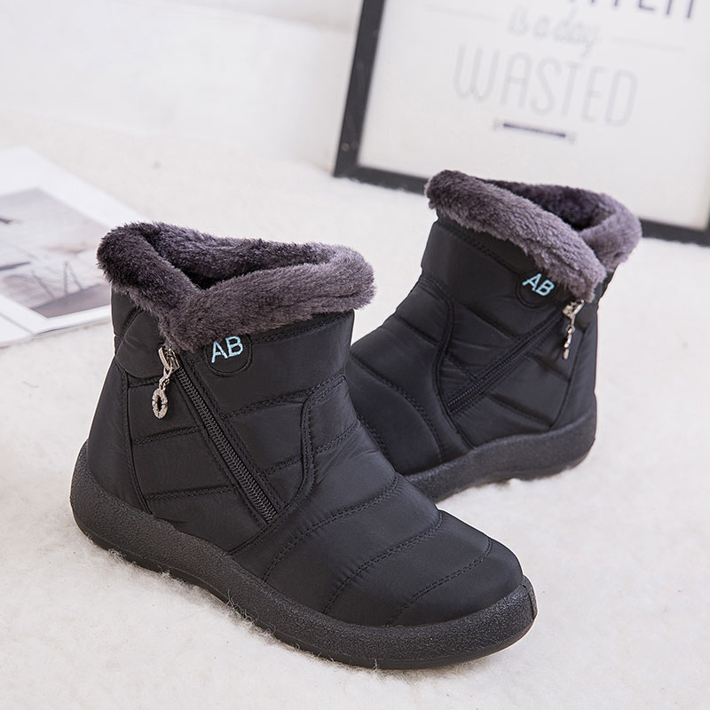 Waterproof Winter Women Shoes Snow Boots Fur-lined Slip On Warm Ankle ...