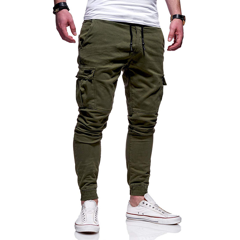 Men's Skinny Cargo Pockets Pants Joggers Slim Fit Bottoms Casual Comfy Trousers 