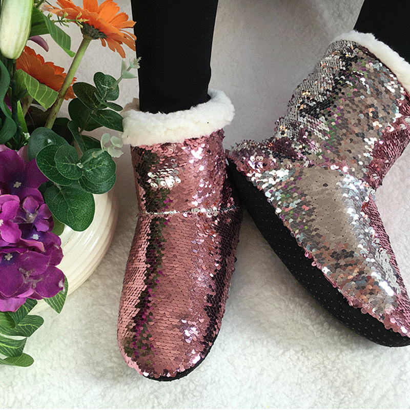 glitter boot slippers