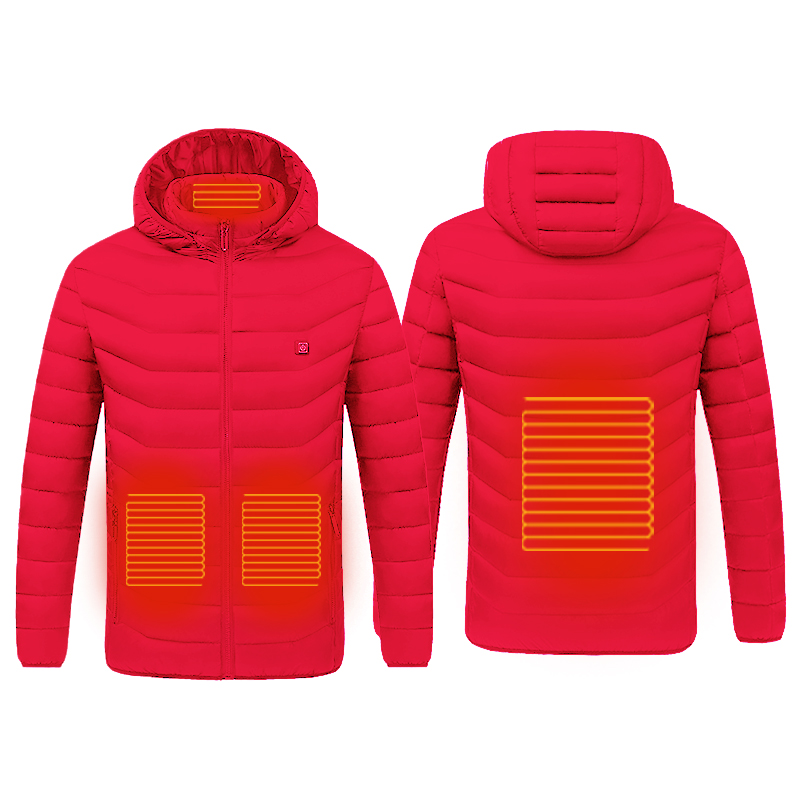 USB Electric Heated Coat Hooded Jacket Infrared Heating Outwear With ...