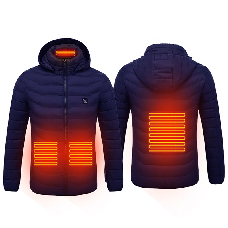 USB Electric Heated Coat Hooded Jacket Infrared Heating Outwear With ...