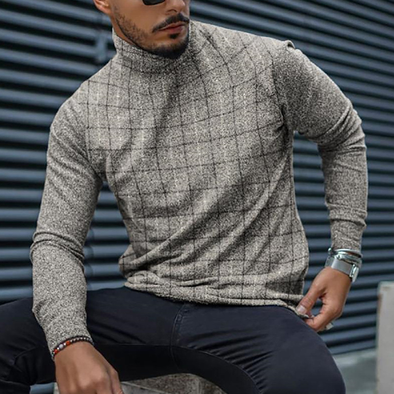 Shirts Knit Pullover Tops High Neck Turtleneck Jumper Men's Sweater Winter Slim 
