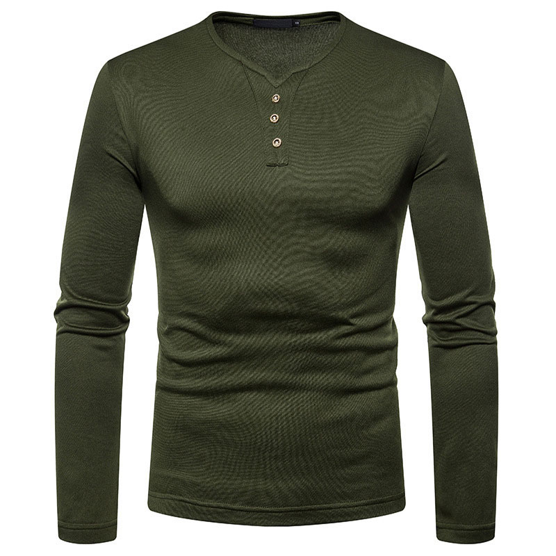 cotton long sleeve henley shirt