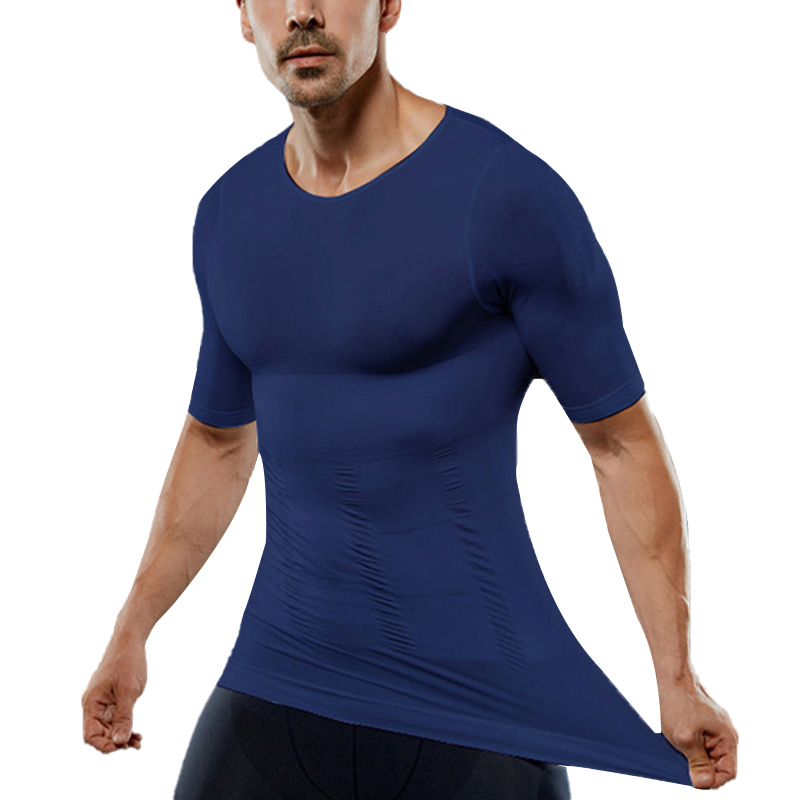 US Men Seamless Slimming Body Shaper Short Sleeve T-Shirt Compression ...