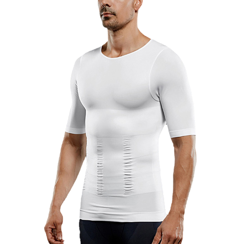 US Men Seamless Slimming Body Shaper Short Sleeve T-Shirt Compression ...