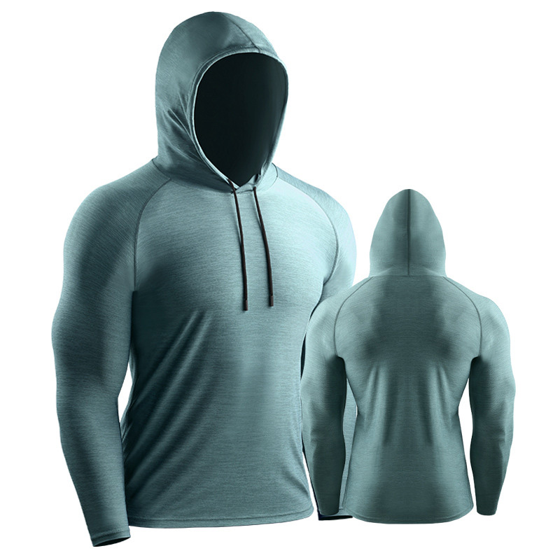Mens Compression Armour Base Layer Hooded Tops Long Sleeve Gym Sports ...