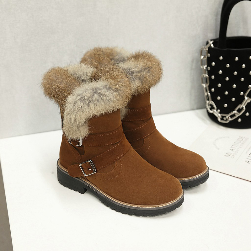 Ladies Fur Lined Ankle Snow Boots Womens Snug Grip Sole Winter Calf ...