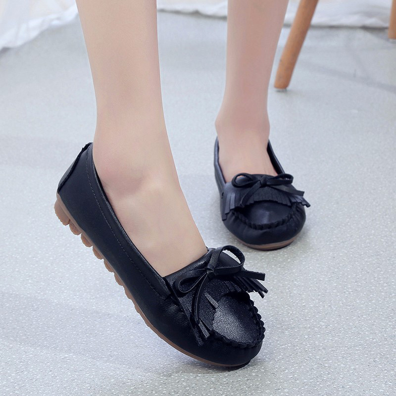 Ladies Wide Fit Shoes Slip On Womens Memory Foam Work LEATHER Loafer Shoe Size | eBay