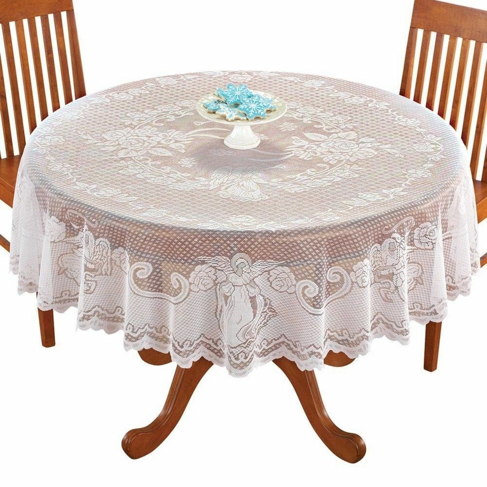 Vintage Lace Tablecloth Floral Table Cover Wedding Party Dining Decor Round 70" 