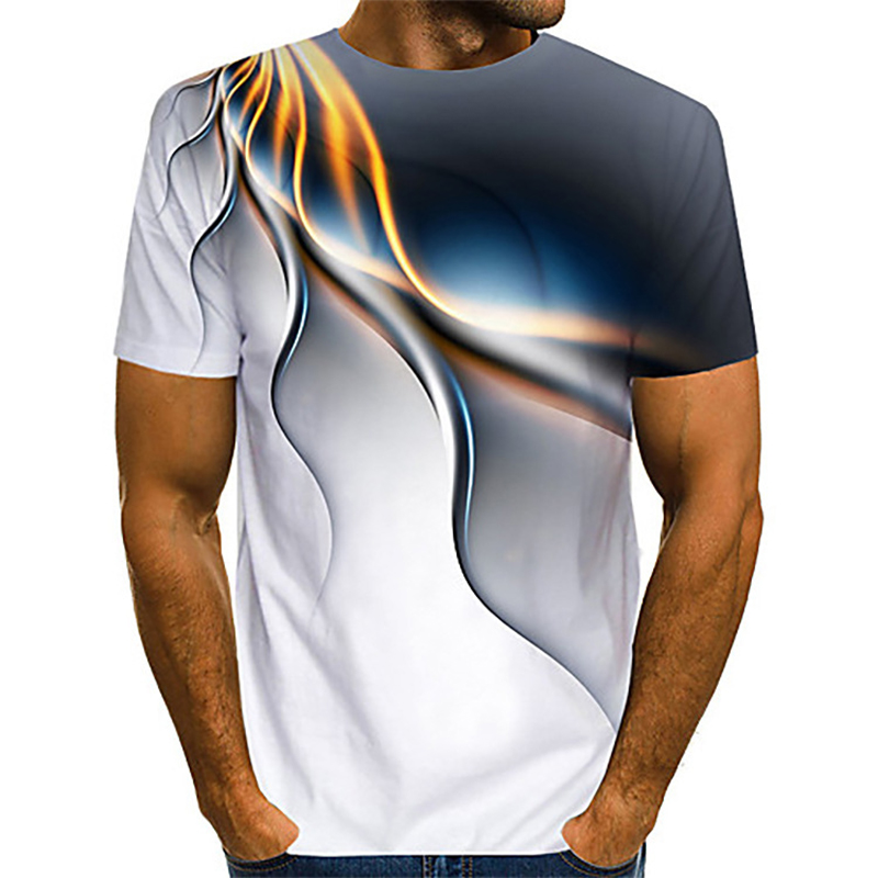 Casual 3D Printed T-Shirt Polyester Short Sleeve Tops for Men 