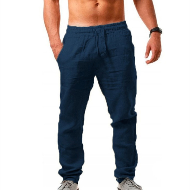 Mens Summer Loose Cotton Linen Pants Drawstring Elasticated Yoga Trousers M-3XL