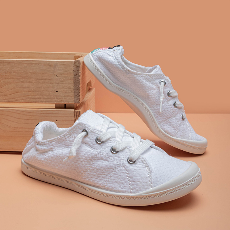 Women's White Comfort Shoes Low Top Sneakers Trainers Flats Casual ...