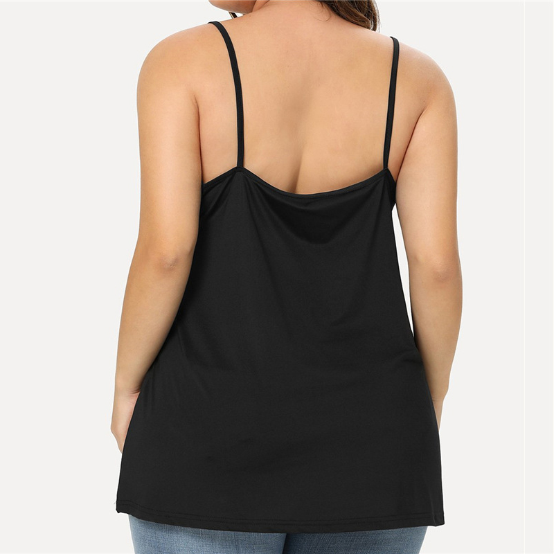 Womens Plus Size Tank Tops Side Split Cami Vest Sexy Deep V