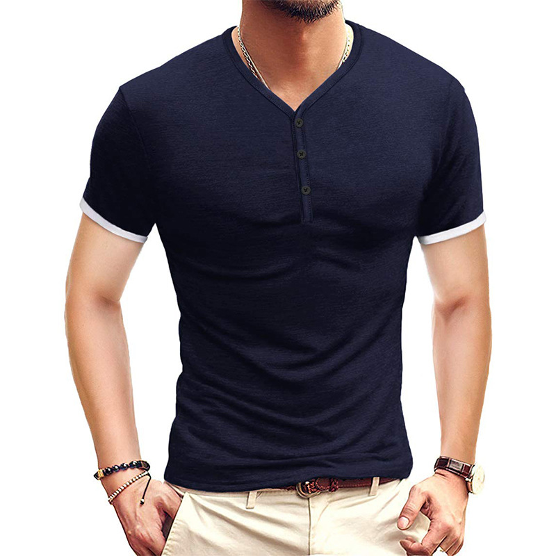 Men's Slim Fit V Neck Short Sleeve Stylish Formal Tee T-shirt Casual Tops Shirts