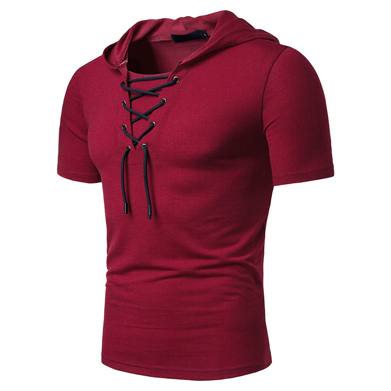 mens short sleeve hooded shirt