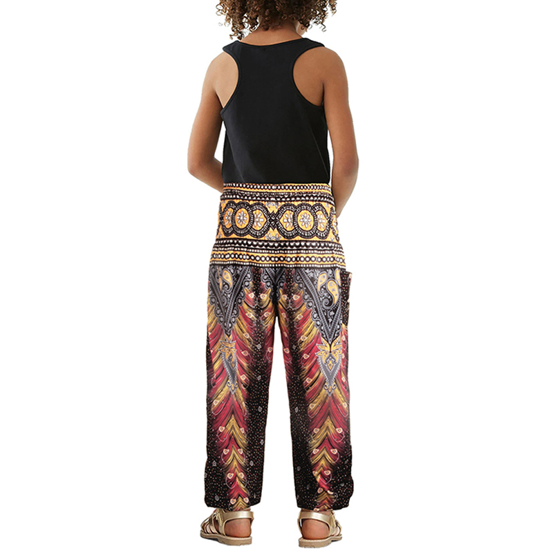 Kids Girls High Waist Boho Casual Pants 