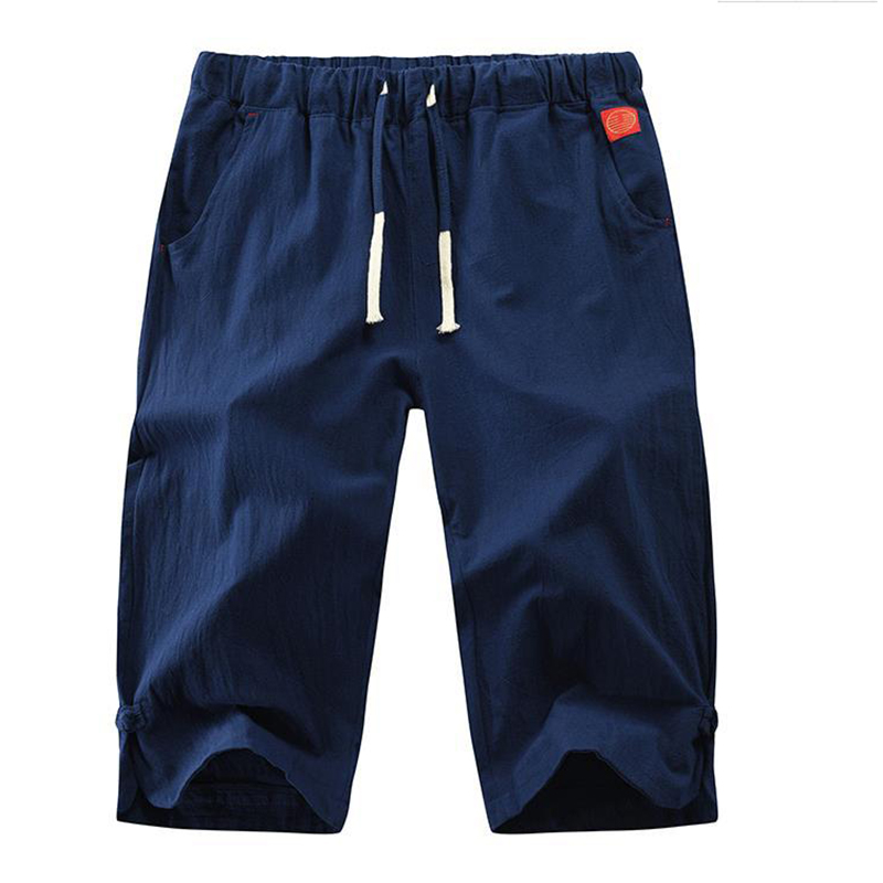Tootom Mens Summer Casual Linen Shorts Loose Elastic Waist Drawstring Pockets Shorts Beach Short Pants 