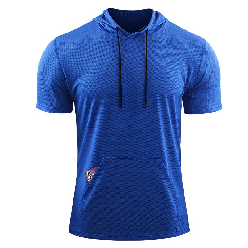 Mens Shorts Sleeve Sport Hoodie Tops Compression Base Layer Gym Fitness ...