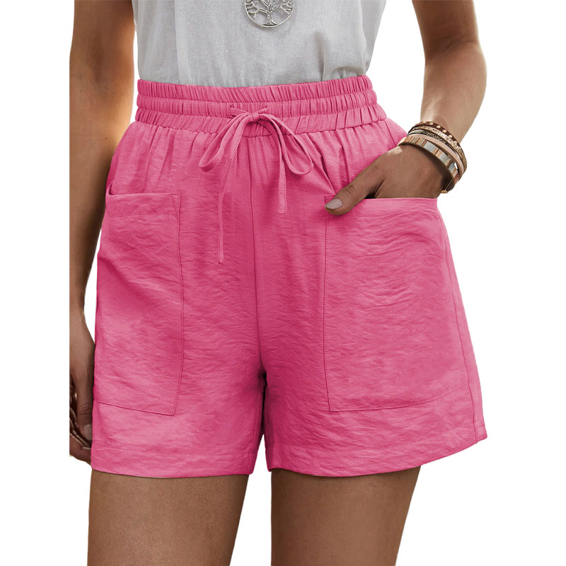 Casual Plain Cargo Pants Hot Pink Women's Pants (Women's