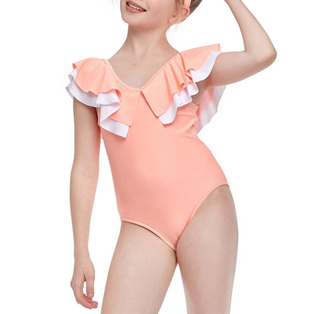 Kids Girls One Piece Ruffle Monokini Beachwear Swimsuits Bathing