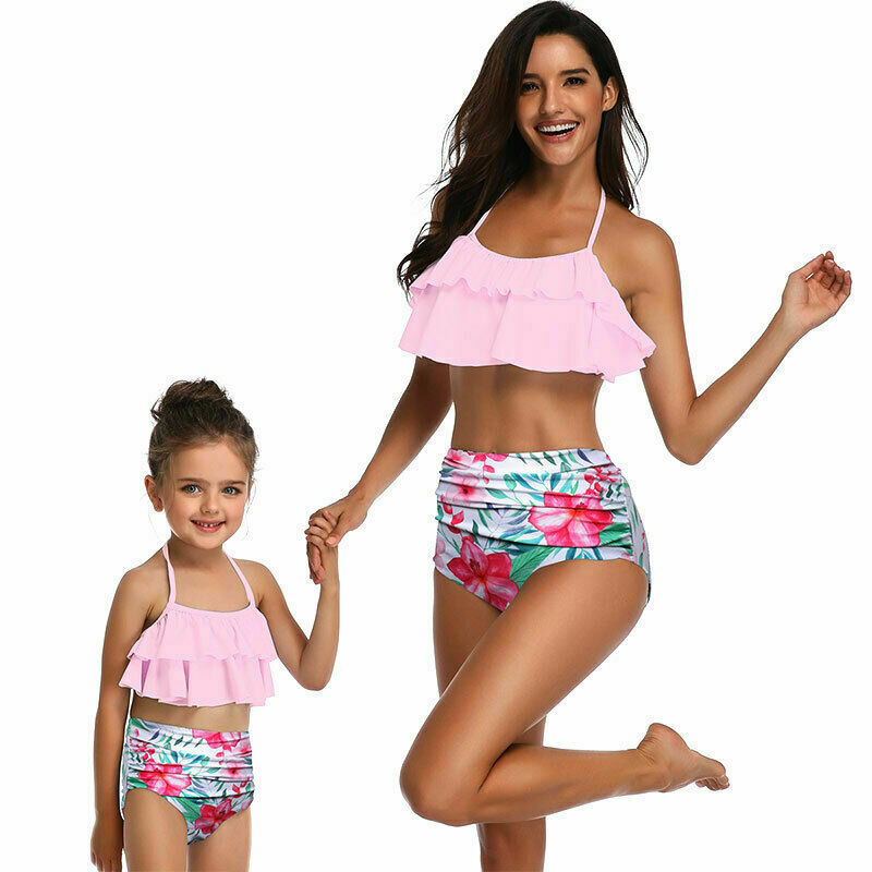 Family Matching Swimsuit Women Swimwear Kids Girls Bikini Set