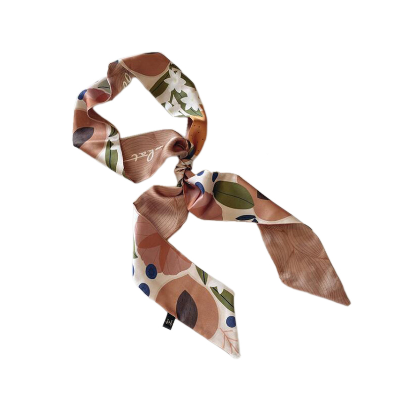 TWDYC Square Scarf Hair Tie Print Satin Silk Scarf Head Scarf for Women  Small Long Strip Silk Scarf (Color : A, Size : 14150CM)