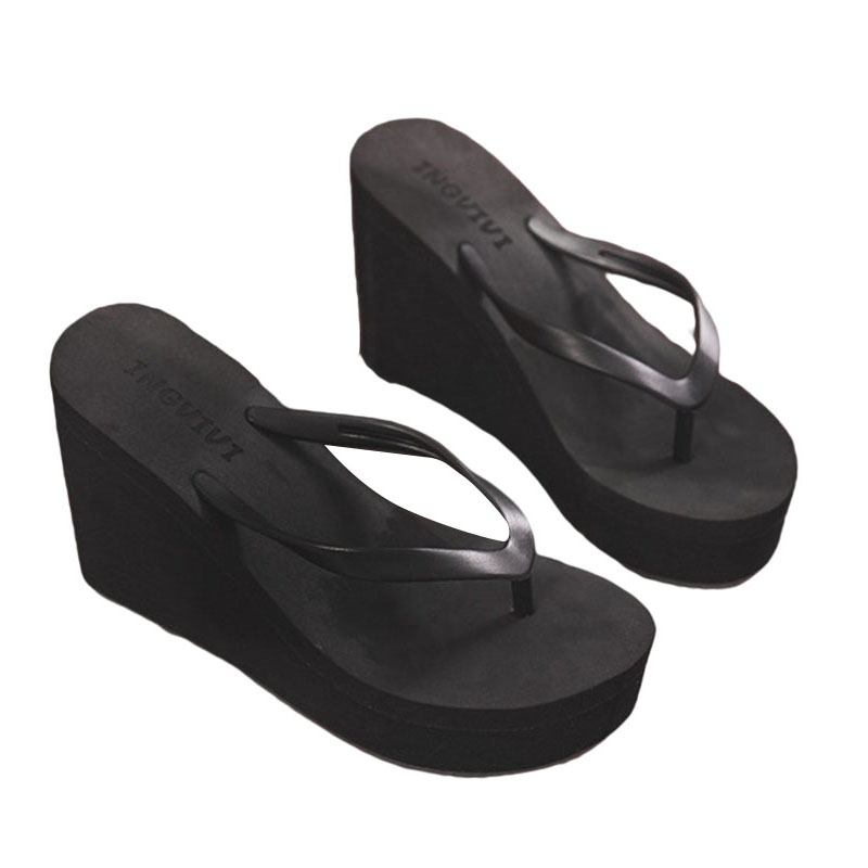 Women's Mid Heels Flip Flops Summer Sandals Platform Wedges Slippers Shoes Thong