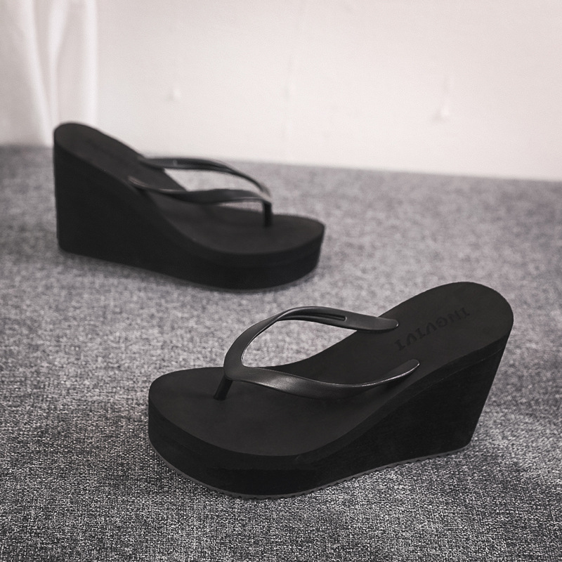 Women's Mid Heels Flip Flops Summer Sandals Platform Wedges Slippers Shoes  Thong 