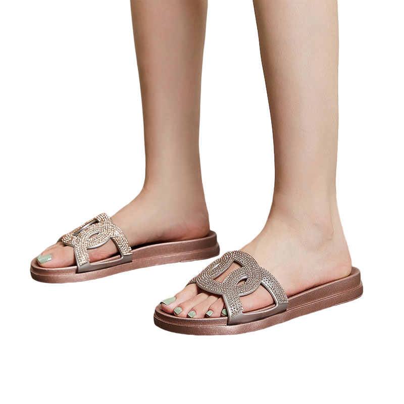 Ladies Womens Flat Sandals Slip On Mule Rhinetone Summer Beach Sliders Size Shoe | eBay