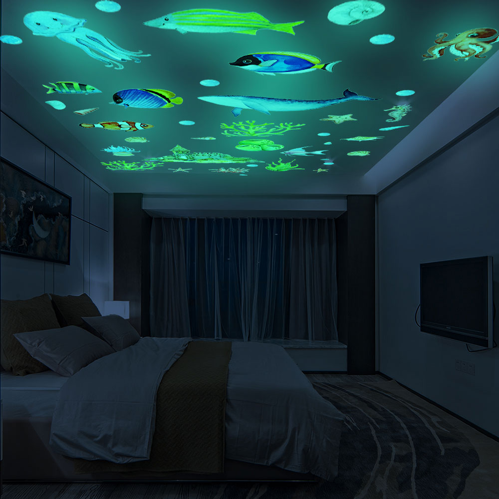 Luminous Ocean Wall Stickers Kids Glow In The Dark Room Decor ...