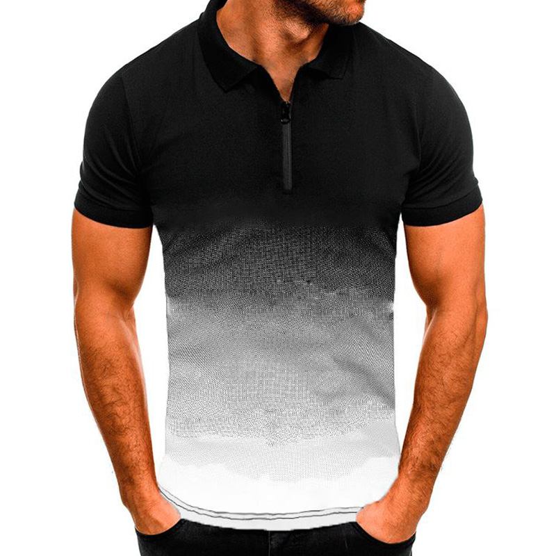 Men Short Sleeve Polo Shirt Gradient 