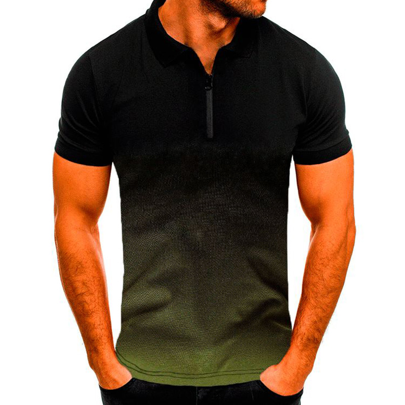 muscle fit zip polo