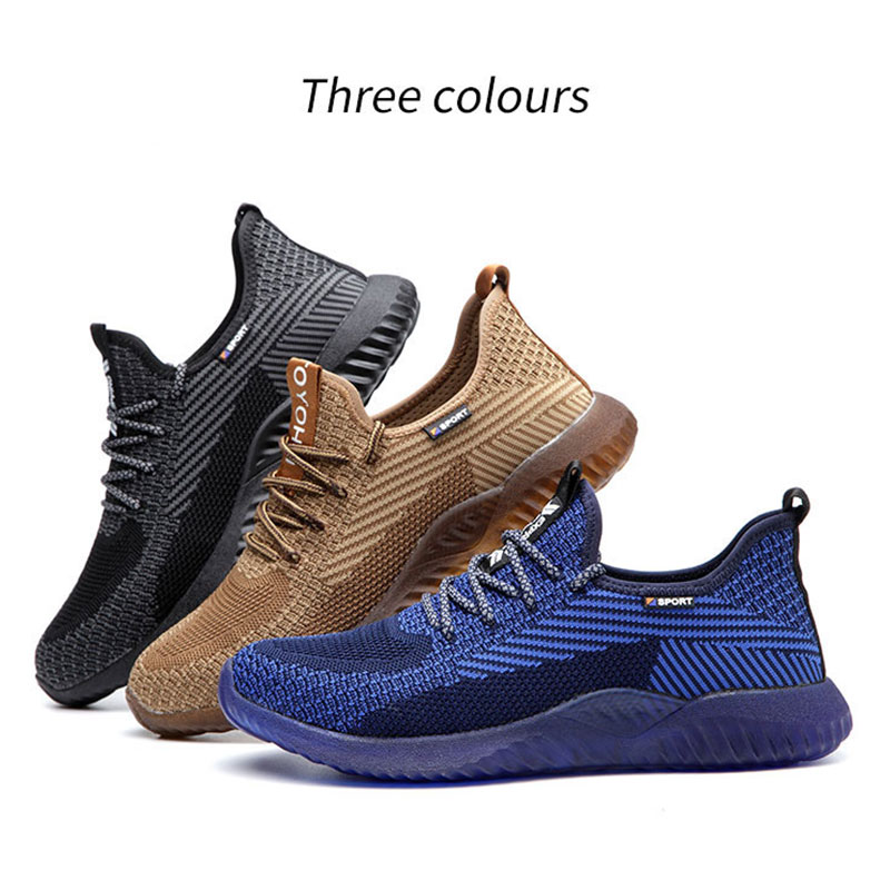 KESEELY Durable Men Steel Toe Trainers Safety Work Shoes Women Breathable Sneakers Work Shoes