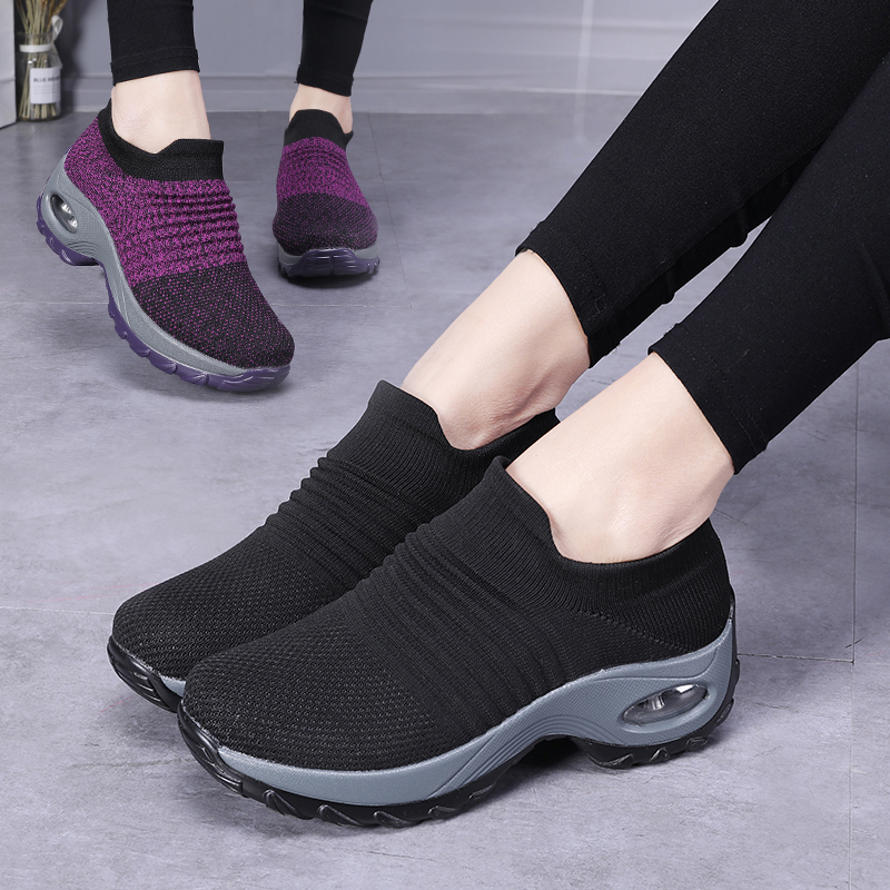 Womens Trainers Air Cushion Breathable On Slip Pump Shoes Running Sports Sneaker 