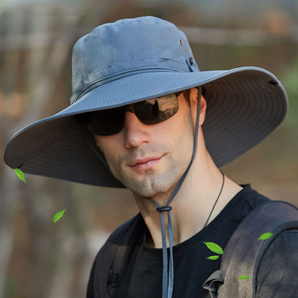 Men Women Wide Brim Sun Hat Breathable Bucket Cap Summer Fishing