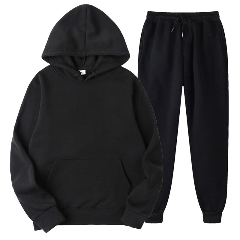 Men's Tracksuit Set Fleece Sweatshirt Hoodie Pants Bottoms 2Pcs Gym Jogging Suit