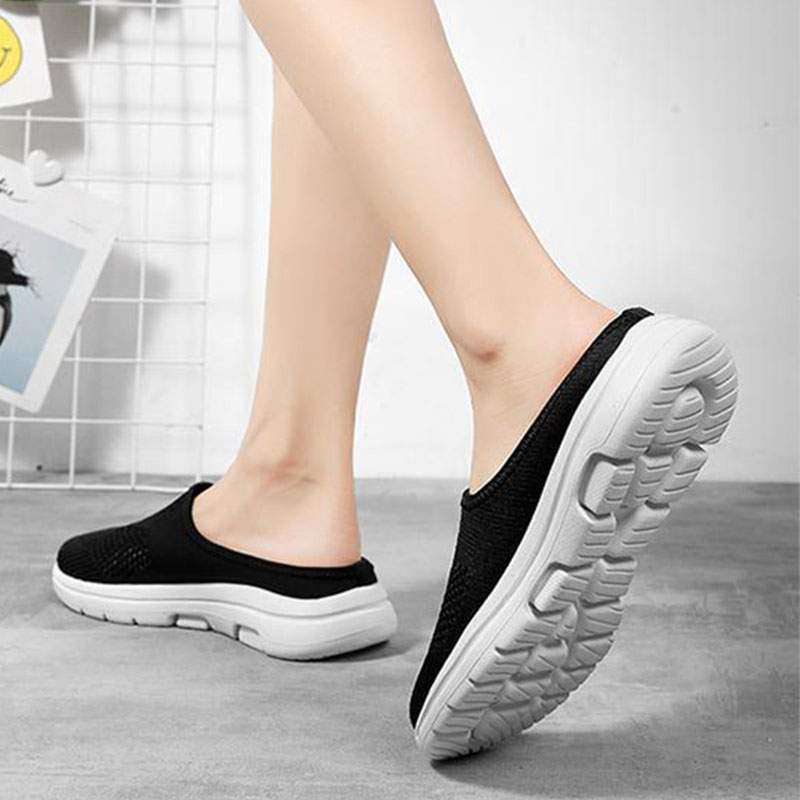 Womens Backless Walking Sandals Summer Slip-on Mule Shoes Closed Toe ...
