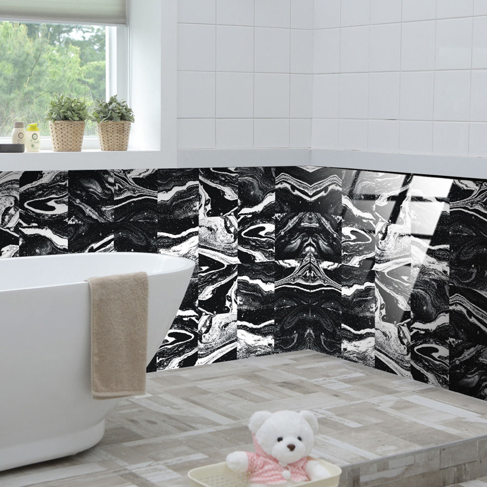 10Pcs Waterproof Bathroom Tile Wall Stickers Marble Self Adhesive Home