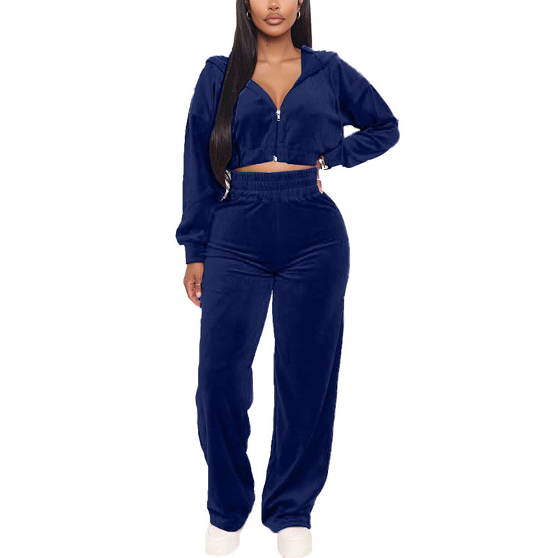 Blue 2025 velvet sweatsuit