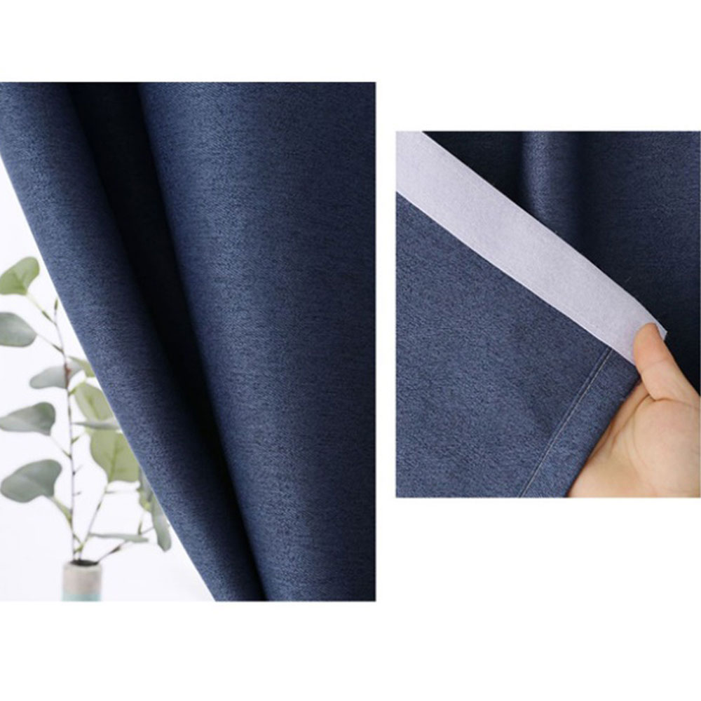 Blackout Window Curtains w/ Rope Thermal Insulated Draperies Self Adhesive  Panel