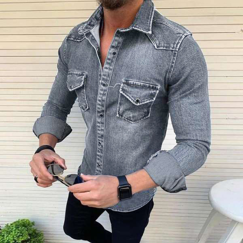 mens thin denim shirt