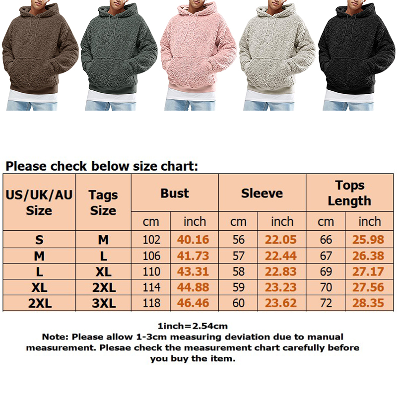 Men's Teddy Bear Hoodies Tops Men Fluffy Fleece Pullover