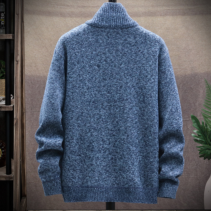 Men's Long Sleeve Zipper Cable Knitted Cardigan  Turtleneck Winter Sweater Coat 