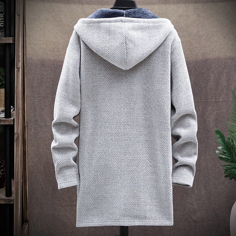 Mens Thick Fleece Fur Hooded Sweatshirt Winter Warm Zip Up Coat Jacket Outerwear